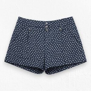 Daughters of the Liberation Navy Polka Dot Linen Blend Cuffed Shorts Size 4